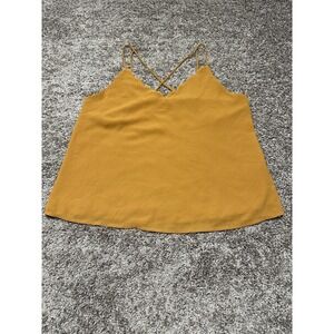 Naked Zebra Tank Womens Medium Gold Yellow Mustard Lightweight Thin Strap V Neck